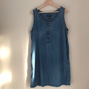 Eddie Bauer denim overall dungaree dress with buttons